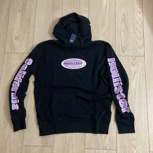 New Hollister - Print Logo French Terry Hoodie - Black - Size M